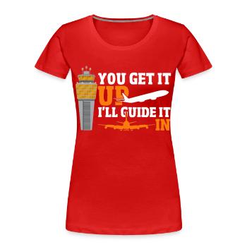 Fluglotsen Luftfahrt Flughafen Fluglotse - Frauen Premium Bio T-Shirt - Rot - Vorne - Mia (176cm)