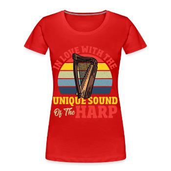 In Love With The Unique Sound Of The Harp Player - Frauen Premium Bio T-Shirt - Rot - Vorne - Mia (176cm)