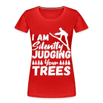 Arboriculteurs Bûcherons Bûcherons Forestiers Forestiers Forestiers - T-shirt bio Premium Femme - rouge - Devant - Mia (176cm)