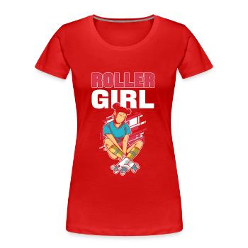 Roller Girl Roller Skating Skater Rollerblades - Frauen Premium Bio T-Shirt - Rot - Vorne - Mia (176cm)