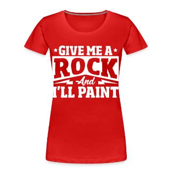 Pierres Peinture Pierres Pierre Randonnée Pierres Happy Sto - T-shirt bio Premium Femme - rouge - Devant - Mia (176cm)