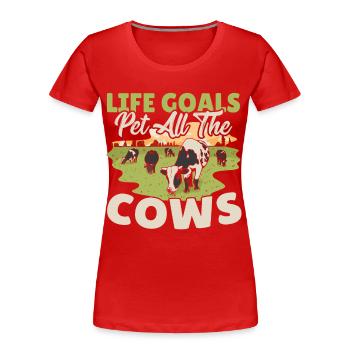 Vache Vaches Muh Pis Vache laitière Ferme Vache Crâne de vache Éleveur - T-shirt bio Premium Femme - rouge - Devant - Mia (176cm)