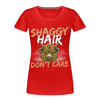 Shaggy Hair Don't Care Highland Cattle Cow - Women's Premium Organic T-Shirt - red - Front - Mia (176cm)