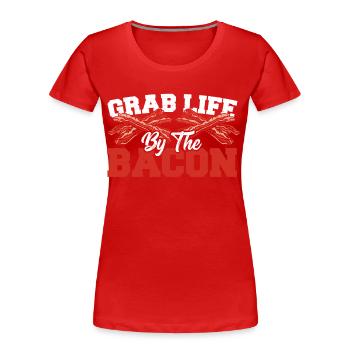Speck Frühstück Schinken Schwein - Frauen Premium Bio T-Shirt - Rot - Vorne - Mia (176cm)