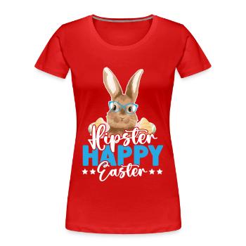 Hipster Happy Easter - Frauen Premium Bio T-Shirt - Rot - Vorne - Mia (176cm)