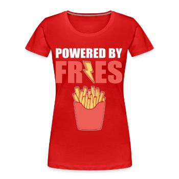 Powered by Fries Potato French Fries - Frauen Premium Bio T-Shirt - Rot - Vorne - Mia (176cm)