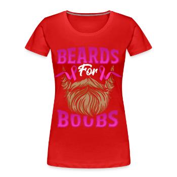 Beards For Boobs Breast Cancer Awareness Pink - Women's Premium Organic T-Shirt - red - Front - Mia (176cm)