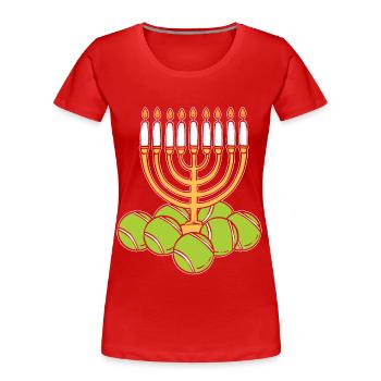 Hanukkah Tennis Jewish Menorah Candles - Frauen Premium Bio T-Shirt - Rot - Vorne - Mia (176cm)