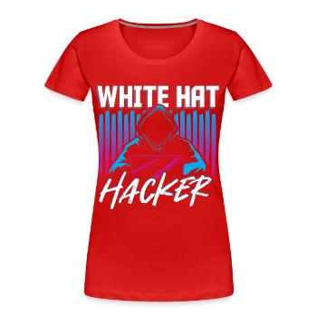 White Hat Hacker Hacking Internet Network - Frauen Premium Bio T-Shirt - Rot - Vorne - Mia (176cm)