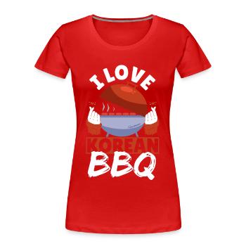 I Love Korean BBQ Traditional Asian Cuisine - Frauen Premium Bio T-Shirt - Rot - Vorne - Mia (176cm)