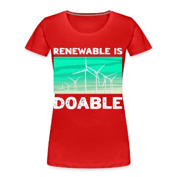 Énergie renouvelable Énergie renouvelable Grand fan - T-shirt bio Premium Femme - rouge - Devant - Mia (176cm)