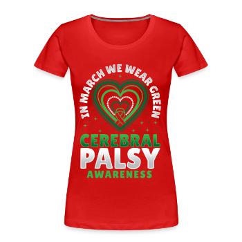 Paralysie cérébrale Warrior CP - T-shirt bio Premium Femme - rouge - Devant - Mia (176cm)