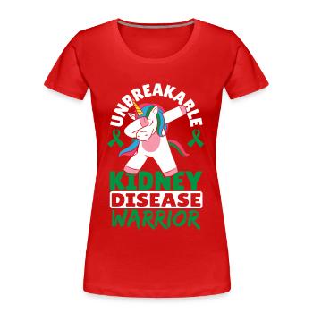 Unbreakable Kidney Disease Warrior Grüne Schleife - Frauen Premium Bio T-Shirt - Rot - Vorne - Mia (176cm)