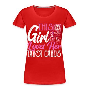 Cette fille aime ses cartes de tarot Cartes de Tarot - T-shirt bio Premium Femme - rouge - Devant - Mia (176cm)