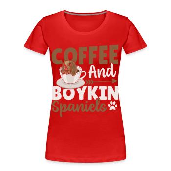 Kaffee und Boykin Spaniels Boykin Spaniel - Frauen Premium Bio T-Shirt - Rot - Vorne - Mia (176cm)