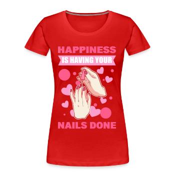 Glück ist, wenn man sich die Nägel machen lässt - Frauen Premium Bio T-Shirt - Rot - Vorne - Mia (176cm)