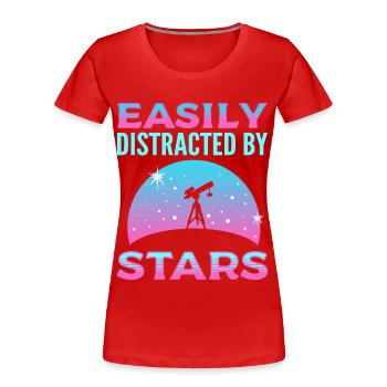 Facilement distrait par Stars Astronomy Astronomer - T-shirt bio Premium Femme - rouge - Devant - Mia (176cm)