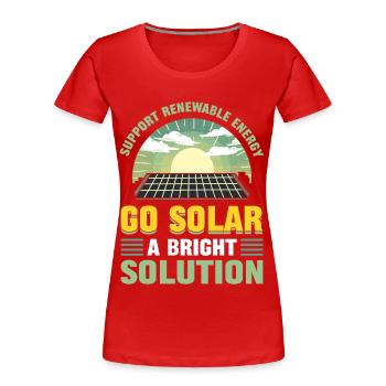 Soutenez l’énergie renouvelable Go Solar - T-shirt bio Premium Femme - rouge - Devant - Mia (176cm)