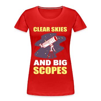 Astronomie Klarer Himmel und große Fernrohre - Frauen Premium Bio T-Shirt - Rot - Vorne - Mia (176cm)