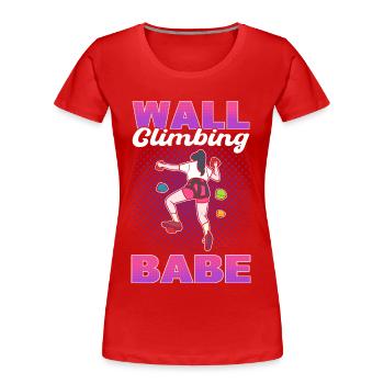 Wall Climbing Babe Wall Climber Indoor Rock - Frauen Premium Bio T-Shirt - Rot - Vorne - Mia (176cm)