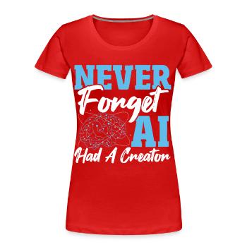 Robot AI Informaticien IA Machine Learning - T-shirt bio Premium Femme - rouge - Devant - Mia (176cm)