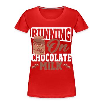 Double Choc Cacao Boisson Lait Chocolat Lait - T-shirt bio Premium Femme - rouge - Devant - Mia (176cm)