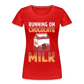 Chocolat chaud Chocolat Lait J’aime - T-shirt bio Premium Femme - rouge - Devant - Mia (176cm)