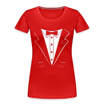 FILIGRAN TUXEDO TUXEDO SUIT SHIRT - Frauen Premium Bio T-Shirt - Rot - Vorne - Mia (176cm)