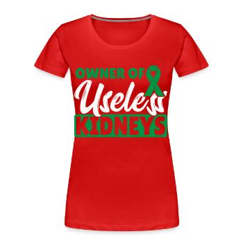 Besitzer von nutzlosen Nieren Grüne Schleife - Frauen Premium Bio T-Shirt - Rot - Vorne - Mia (176cm)