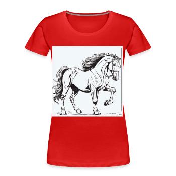 Pferd Pferde Pony Hengst Ross Gaul - Frauen Premium Bio T-Shirt - Rot - Vorne - Mia (176cm)