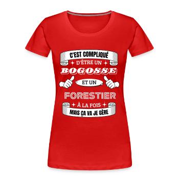 Forestier bogosse - T-shirt bio Premium Femme - rouge - Devant - Mia (176cm)