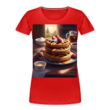 Breakfast pancakes - Women's Premium Organic T-Shirt - red - Front - Mia (176cm)