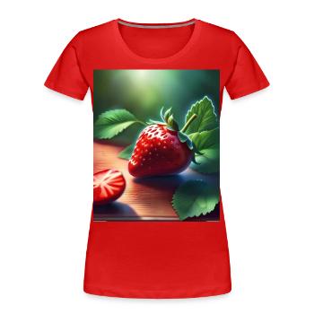 Rote saftige Erdbeere - Frauen Premium Bio T-Shirt - Rot - Vorne - Mia (176cm)