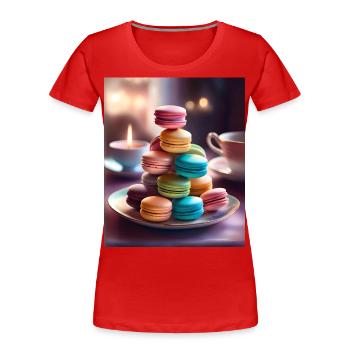 Des macarons savoureux et colorés - T-shirt bio Premium Femme - rouge - Devant - Mia (176cm)
