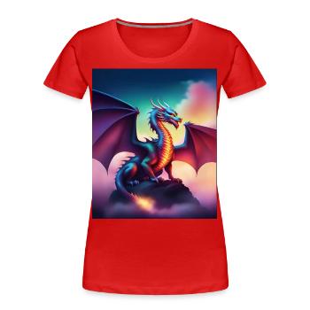 Dragon on a cliff - Women's Premium Organic T-Shirt - red - Front - Mia (176cm)