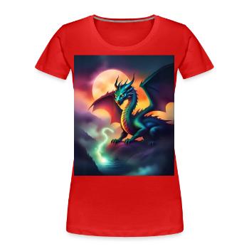Magischer Drache - Frauen Premium Bio T-Shirt - Rot - Vorne - Mia (176cm)