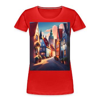 A walk in a city of Denmark - Women's Premium Organic T-Shirt - red - Front - Mia (176cm)