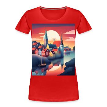 La ville du Danemark - T-shirt bio Premium Femme - rouge - Devant - Mia (176cm)