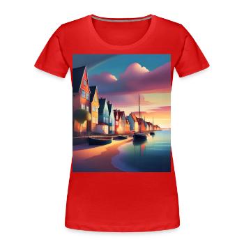 Port de la ville de Denmark - T-shirt bio Premium Femme - rouge - Devant - Mia (176cm)