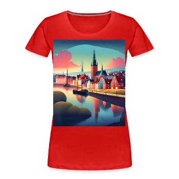 Eine Stadt in Dänemark - Frauen Premium Bio T-Shirt - Rot - Vorne - Mia (176cm)