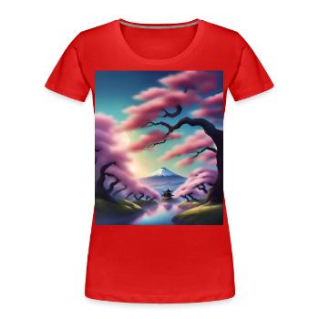 Montagne Fuji au Japon - T-shirt bio Premium Femme - rouge - Devant - Mia (176cm)