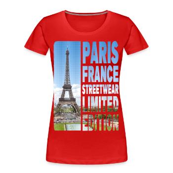 Paris France City Skyline Home Love - Women's Premium Organic T-Shirt - red - Front - Mia (176cm)