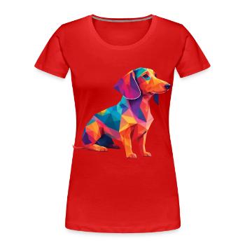 Dackel Hund lustiges Hunde Haustier Hundebesitzer - Frauen Premium Bio T-Shirt - Rot - Vorne - Mia (176cm)