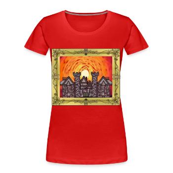 Mittelalter Schloss Burg Festung Ritter Krieger - Frauen Premium Bio T-Shirt - Rot - Vorne - Mia (176cm)