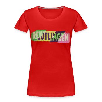Reutlingen Germany City Font Punk Retro - Women's Premium Organic T-Shirt - red - Front - Mia (176cm)