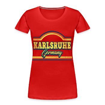 Karlsruhe Germany City Font Vintage Retro - Women's Premium Organic T-Shirt - red - Front - Mia (176cm)