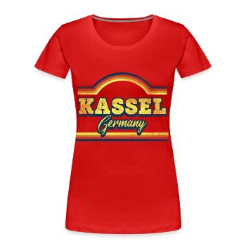 Kassel Germany City Font Vintage Retro - Women's Premium Organic T-Shirt - red - Front - Mia (176cm)