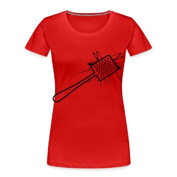 Eine Fliegenklatsche erschlägt eine Mücke - Frauen Premium Bio T-Shirt - Rot - Vorne - Mia (176cm)