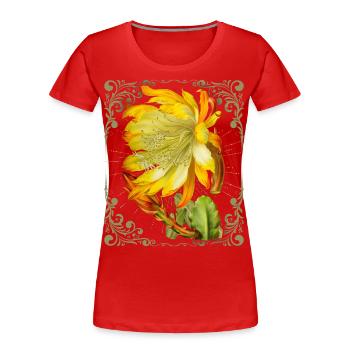 Cactus blossom, vintage botanical illustration - Women's Premium Organic T-Shirt - red - Front - Mia (176cm)