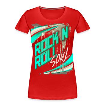 RockNRoll Typography, Grunge Design Poster - Women's Premium Organic T-Shirt - red - Front - Mia (176cm)
